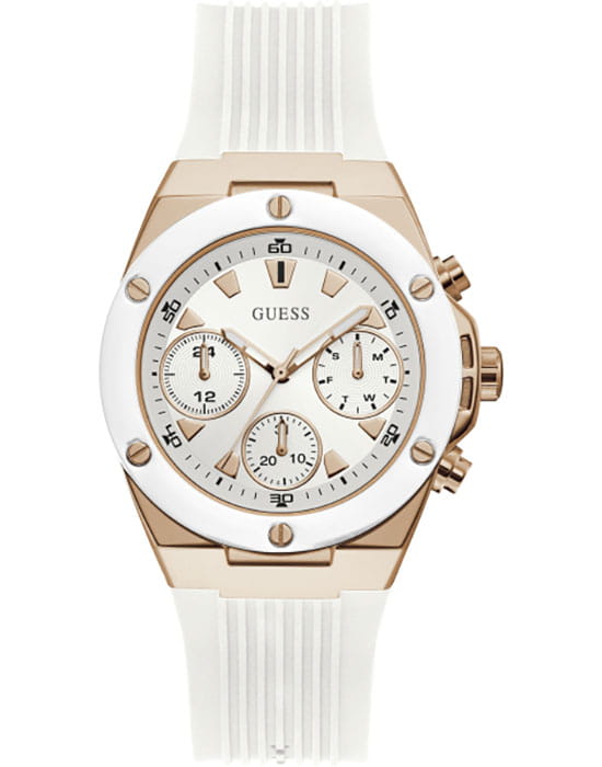 Guess GUESS GW0030L3  GW0030L3 кварцевые женские часы белый циферблат, браслет силикон — вид спереди