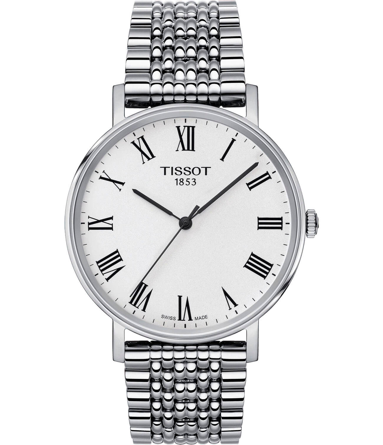 Tissot Tissot Everytime Medium T109.410.11.033.00 Everytime T1094101103300 кварцевые мужские часы белый циферблат, браслет нержавеющая сталь — вид спереди