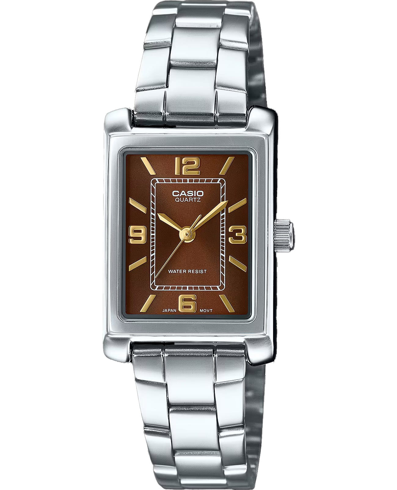 Casio Casio LTP-1234DD-5A  LTP-1234DD-5A кварцевые женские часы золотой циферблат, браслет нержавеющая сталь — вид спереди