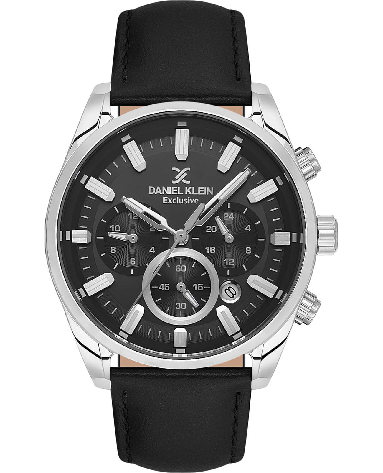 Daniel Klein Daniel Klein Exclusive DK.1.13741-1  DK.1.13741-1 кварцевые мужские часы черный циферблат, браслет кожаный — вид спереди