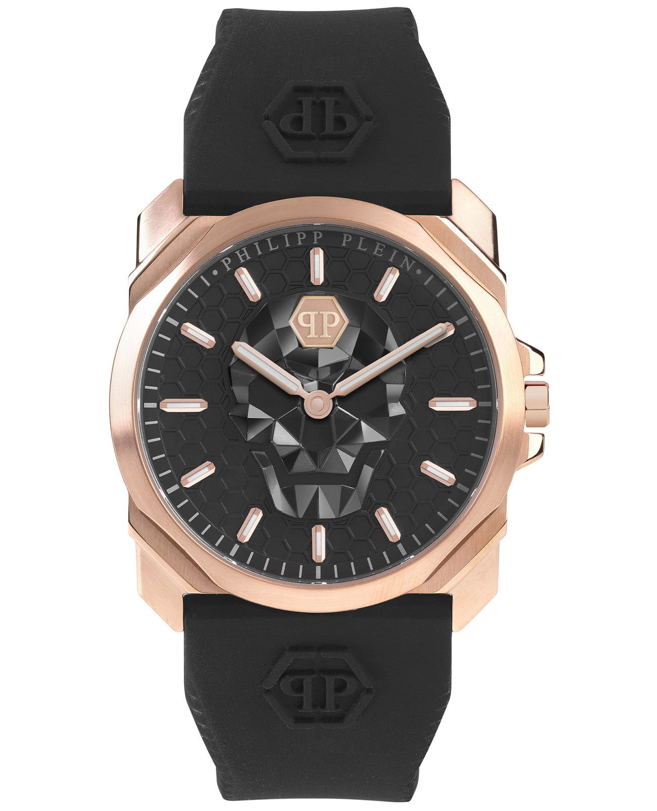 Philipp Plein Philipp Plein The Skull King PWLAA0222  PWLAA0222 кварцевые мужские часы черный циферблат, браслет силикон — вид спереди
