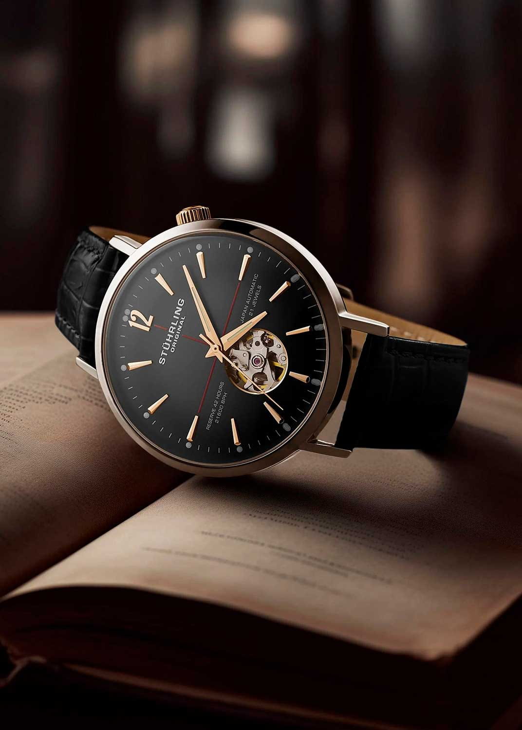 Stuhrling Stuhrling Quasar 1021.03 мужские часы черный циферблат на запястье