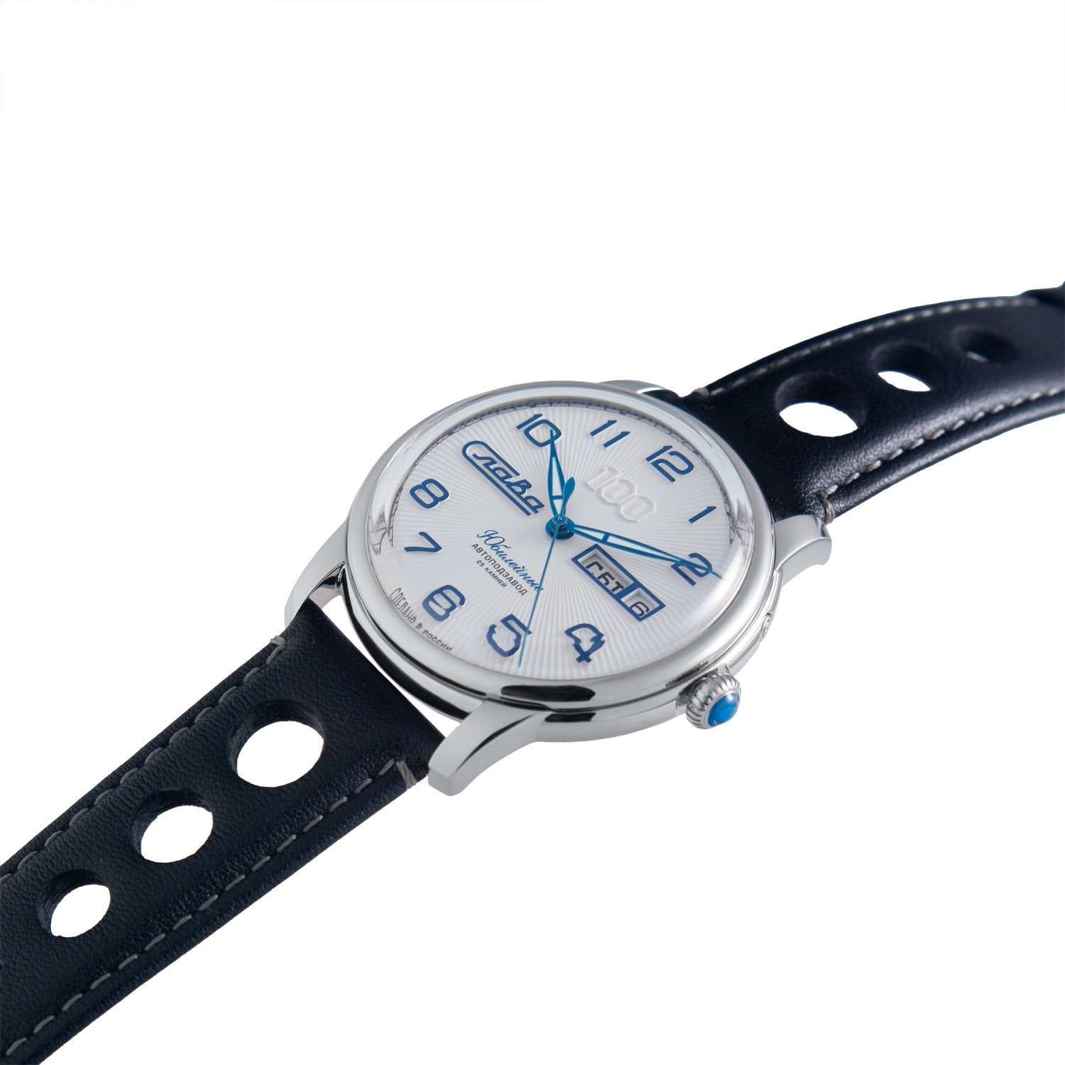 Слава Слава Юбилейные 2600670/300-2427,  россия мужские часы на браслете кожаный боковой вид