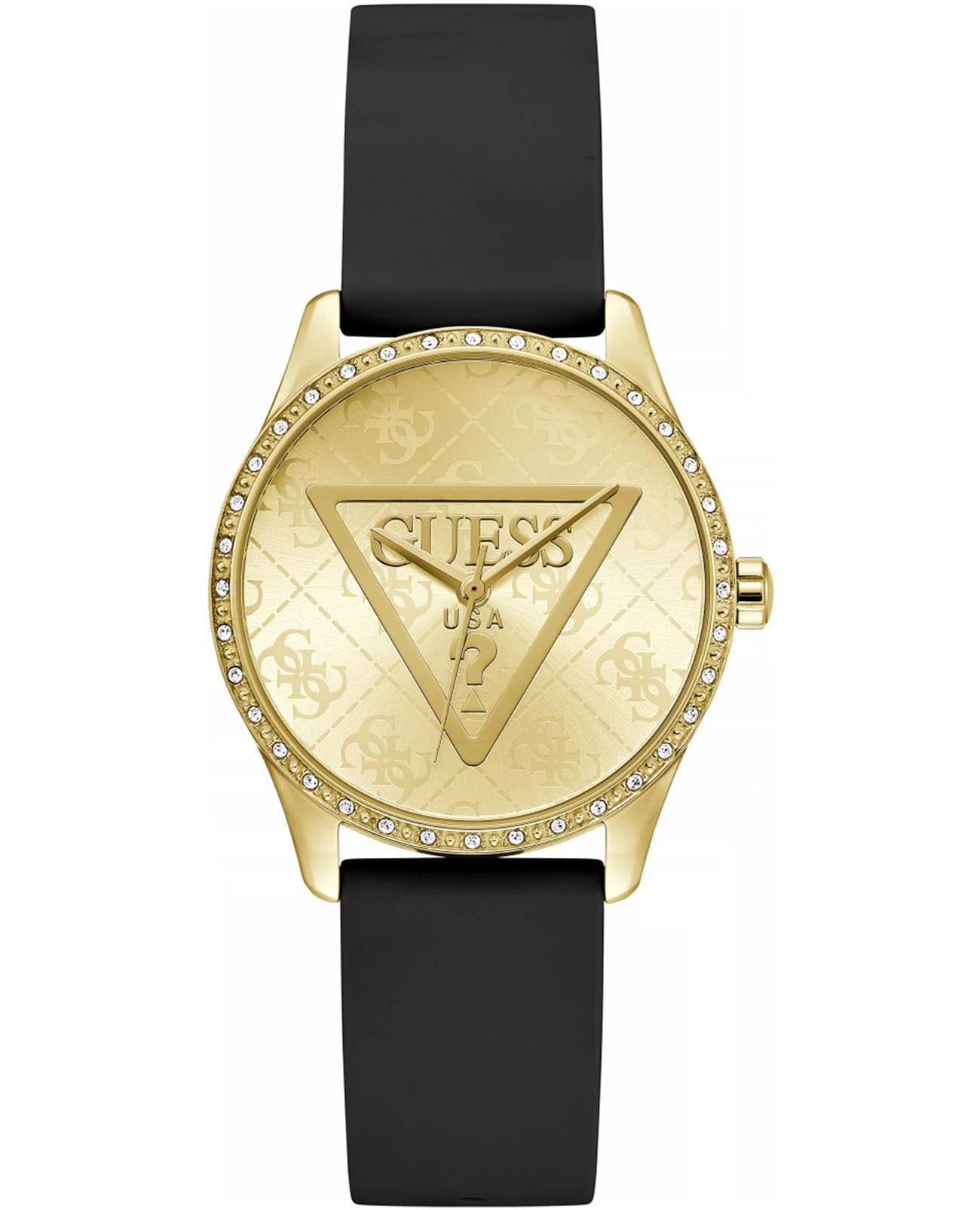 Guess Guess Trend Roxy GW0942L2  GW0942L2 кварцевые женские часы золотой циферблат, браслет силикон — вид спереди