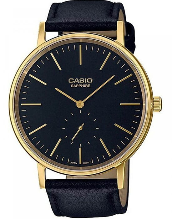 Casio Casio Collection LTP-E148GL-1A Retro LTP-E148GL-1A кварцевые женские часы черный циферблат, браслет кожаный — вид спереди