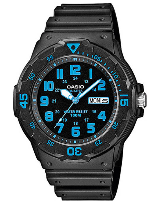 Casio Casio Collection MRW-200H-2BVDF (MRW-200H-2B)  MRW-200H-2B кварцевые мужские часы синий циферблат, браслет пластик — вид спереди