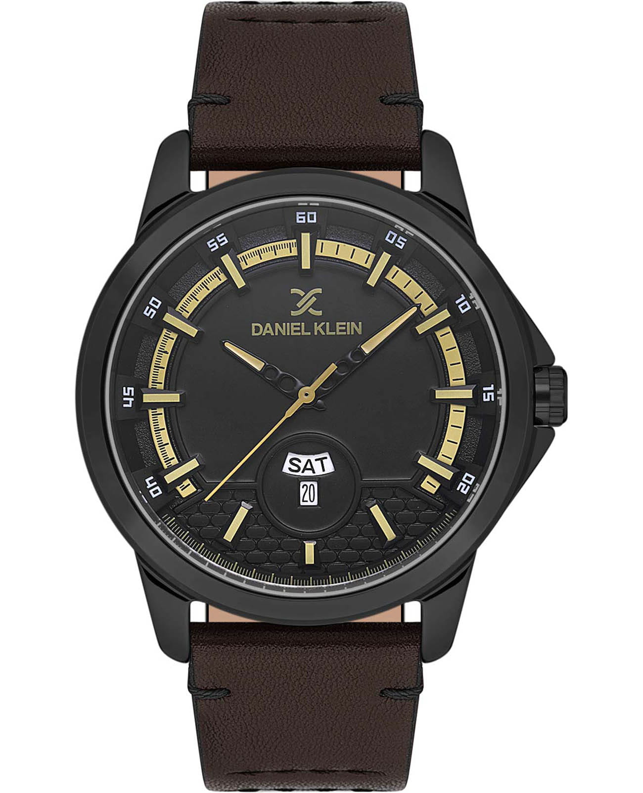 Daniel Klein Daniel Klein Premium DK.1.13737-5  DK.1.13737-5 кварцевые мужские часы черный циферблат, браслет кожаный — вид спереди