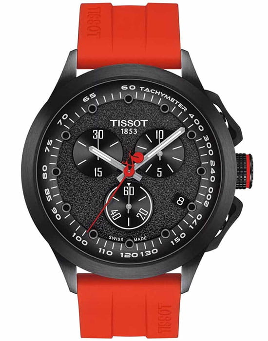 Tissot Tissot T-Race Cycling Tour De France 2023 T135.417.37.051.04 T Race Cycling T1354173705104 кварцевые мужские часы черный циферблат, браслет силикон — вид спереди