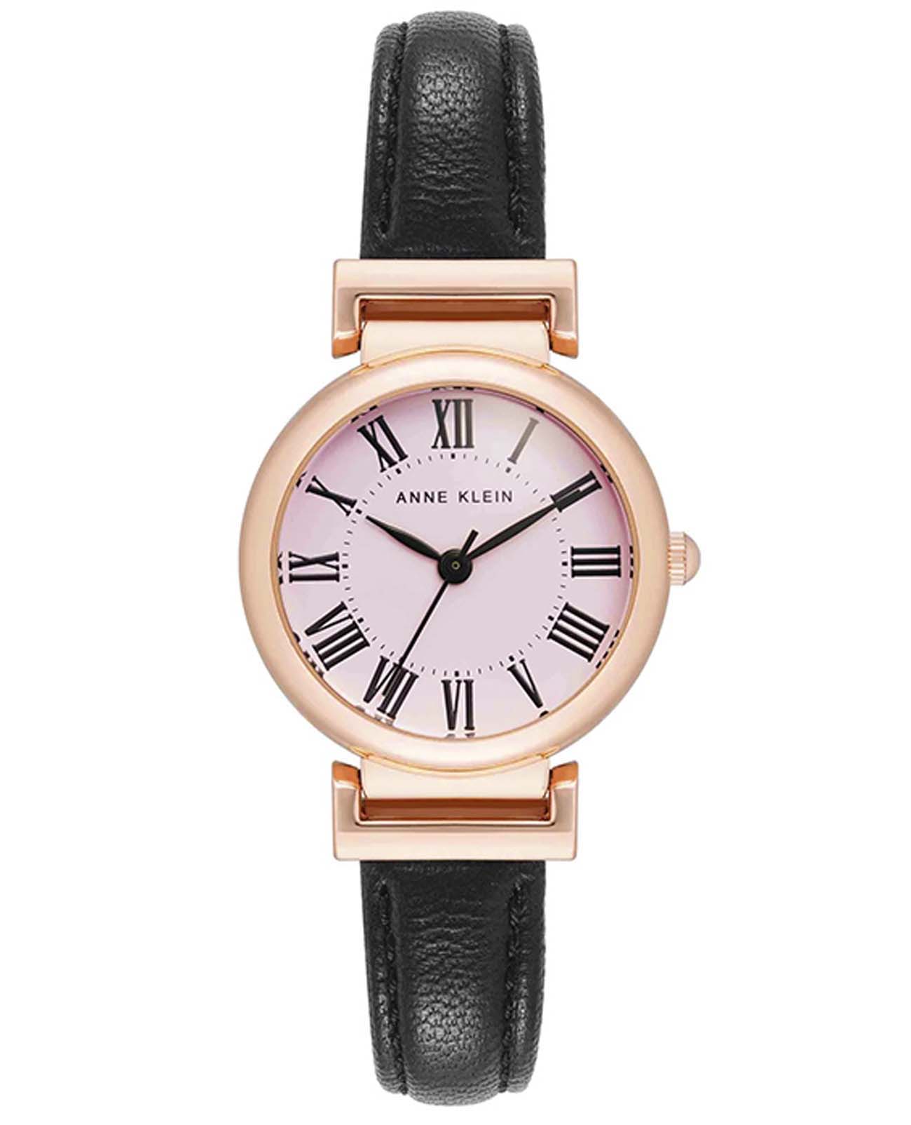 Anne Klein Anne Klein 2246PKBK  2246PKBK кварцевые женские часы розовый циферблат, браслет кожаный — вид спереди