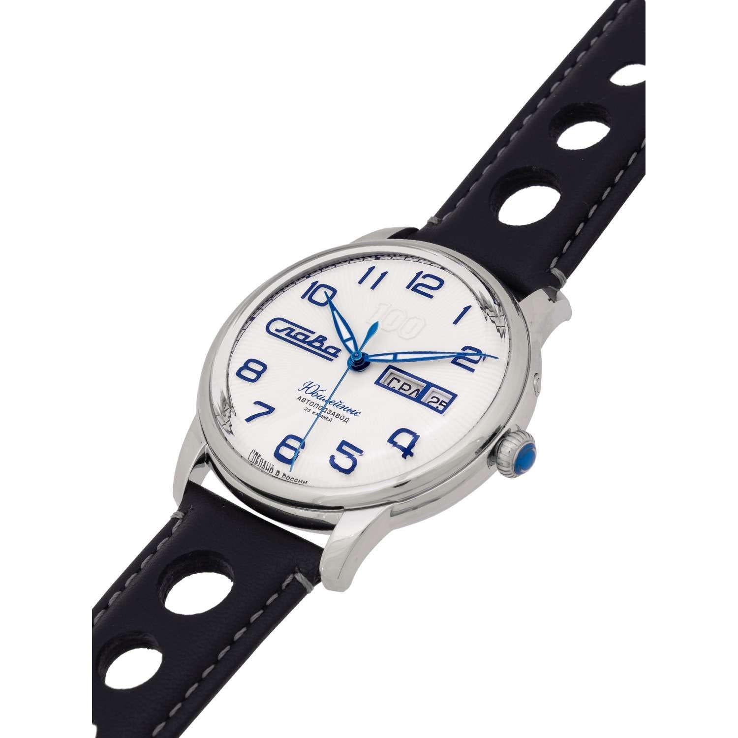 Слава Слава Юбилейные 2600670/300-2427 механические мужские часы часы крупный план белый циферблата