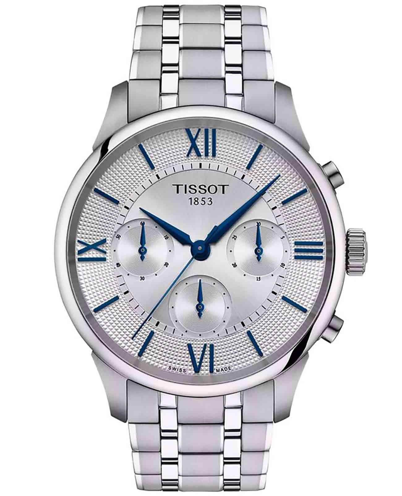 Tissot Tissot Chemin des Tourelles Automatic Chronograph T139.462.11.038.00 Chemin des Tourelles T1394621103800 механические мужские часы белый циферблат, браслет нержавеющая сталь — вид спереди