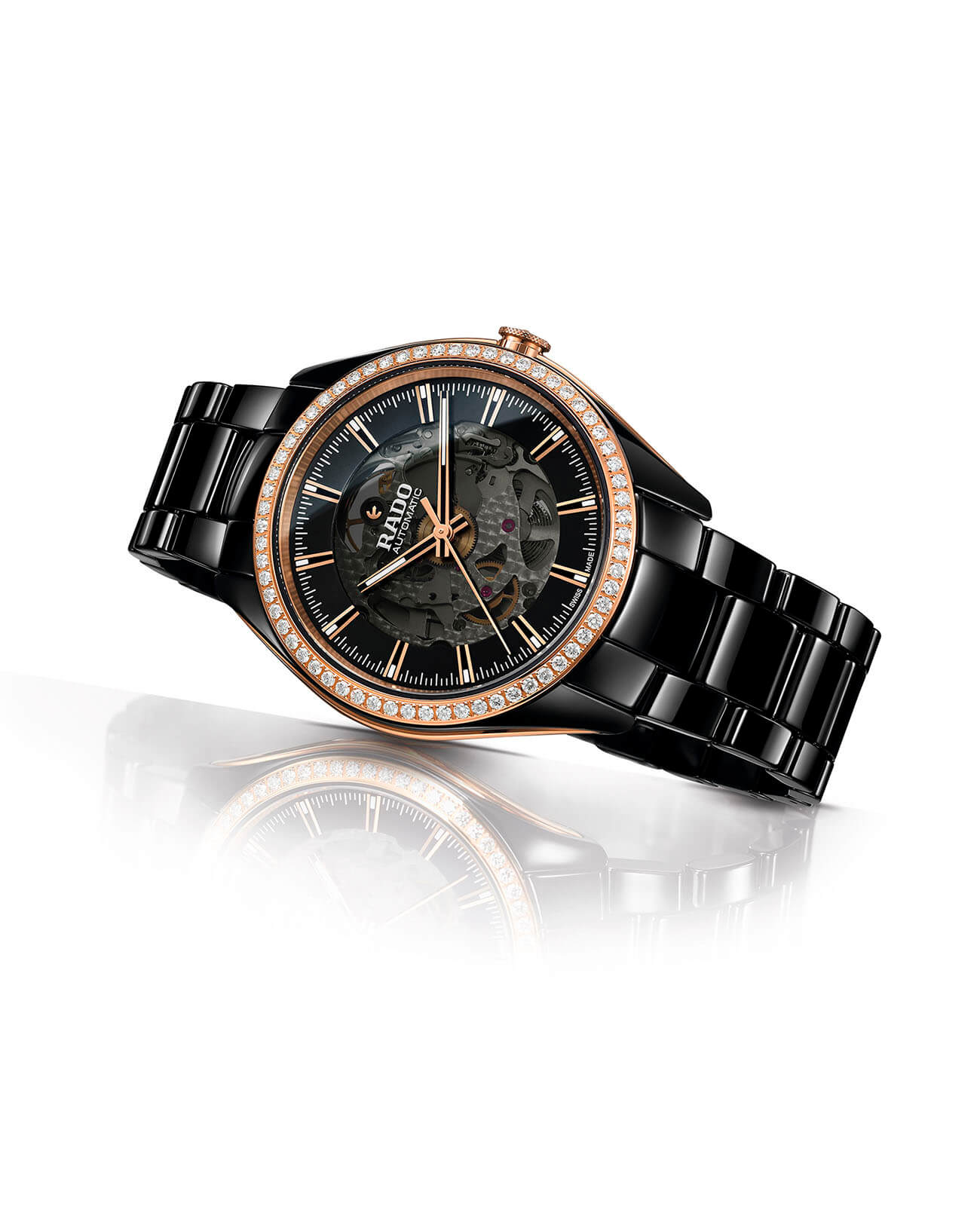 Rado Rado Hyperchrome Automatic Open Heart Diamonds R32029152, hyperchrome швейцария женские часы на браслете высокотехнологичная керамика боковой вид