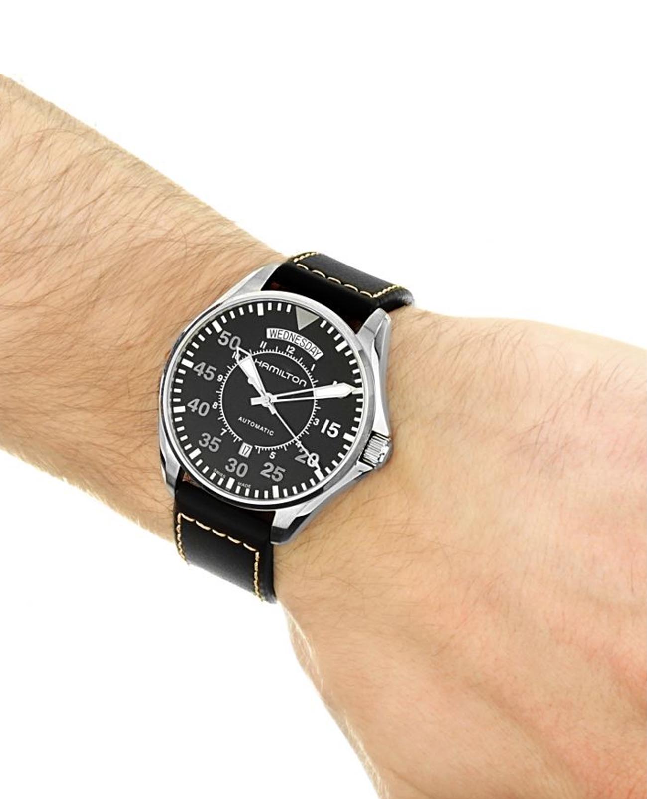 Hamilton Hamilton Khaki Aviation Pilot Day Date Auto H64615735 , наручные мужские часы фото под углом