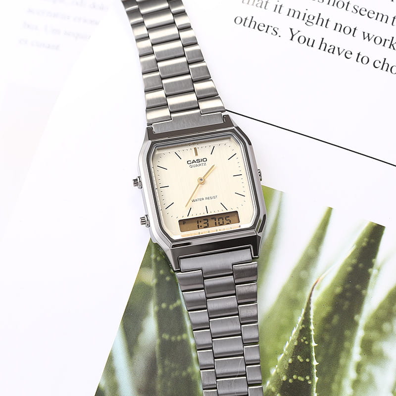 Оригинальные часы Casio Casio Vintage AQ-230GG-9ADF (AQ-230GG-9A) кварцевые калибр механизма  общий вид