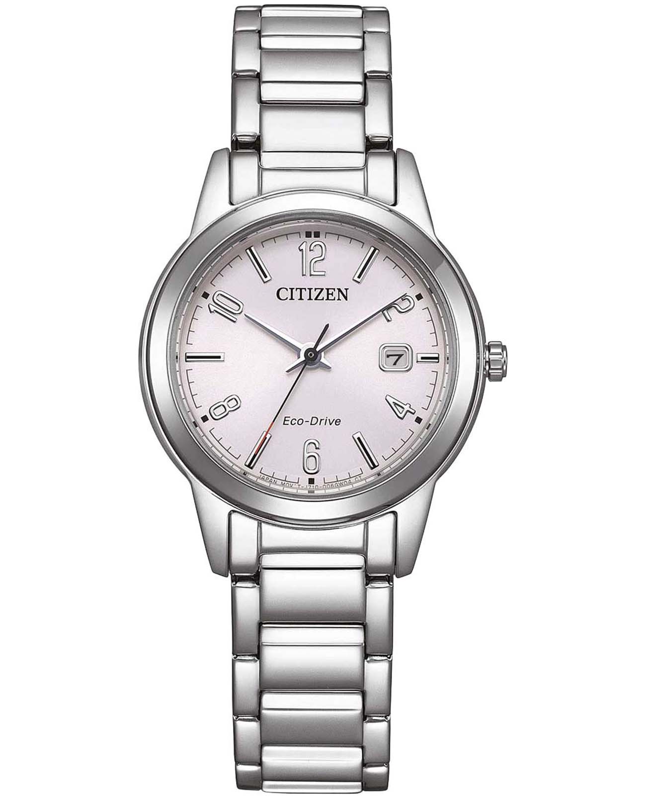 Citizen Citizen Eco-Drive FE1241-71Z  FE1241-71Z кварцевые женские часы розовый циферблат, браслет нержавеющая сталь — вид спереди