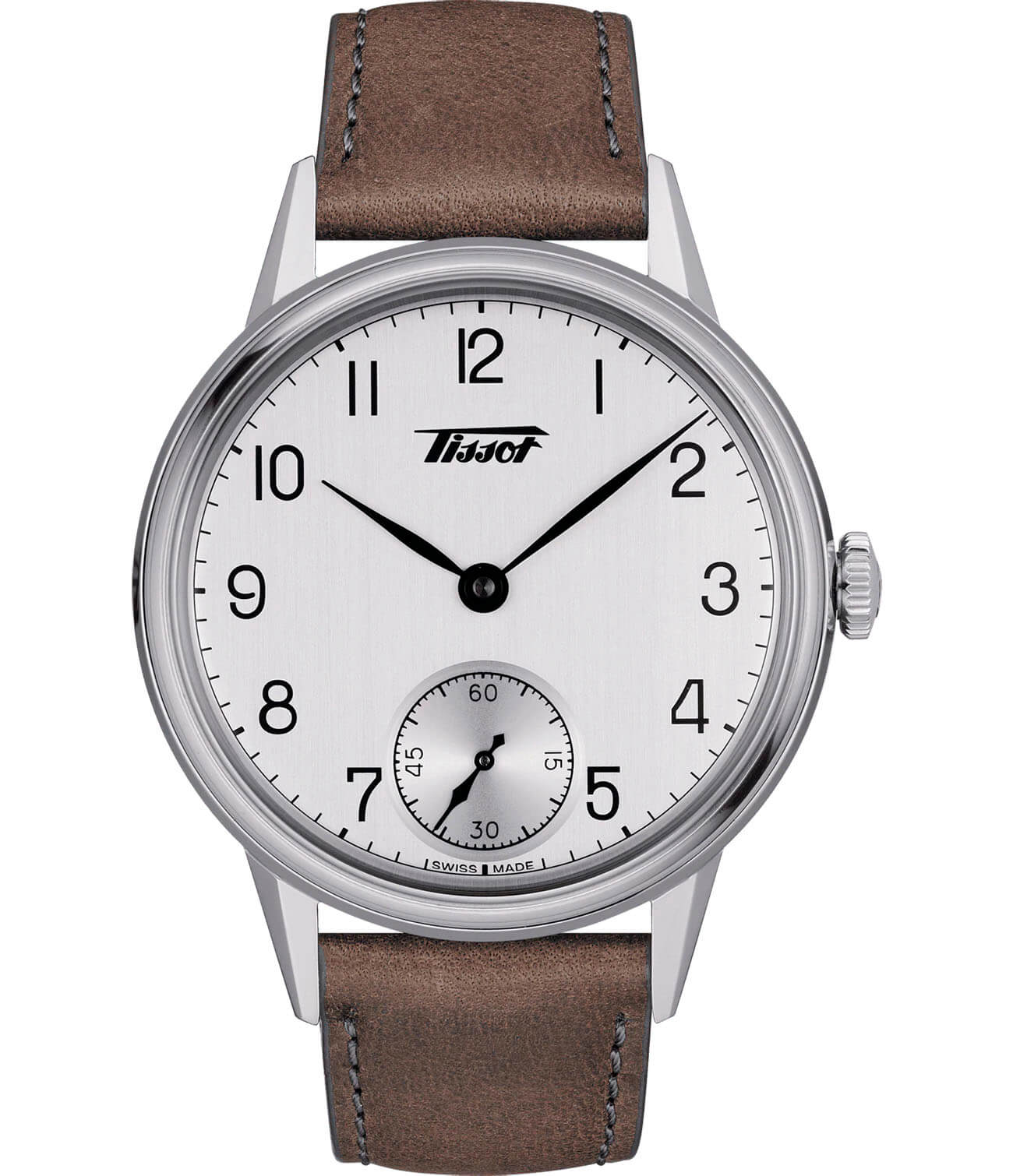Tissot Tissot Heritage Petite Seconde T119.405.16.037.01  T1194051603701 механические мужские часы белый циферблат, браслет кожаный — вид спереди