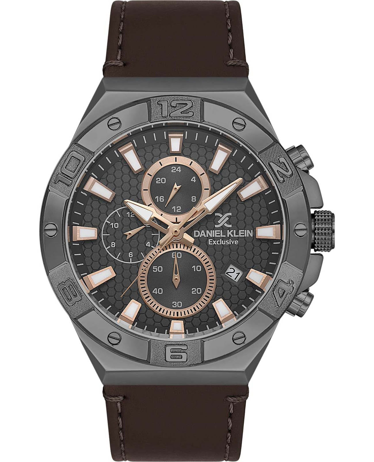 Daniel Klein Daniel Klein Exclusive DK.1.13744-4  DK.1.13744-4 кварцевые мужские часы черный циферблат, браслет кожаный — вид спереди