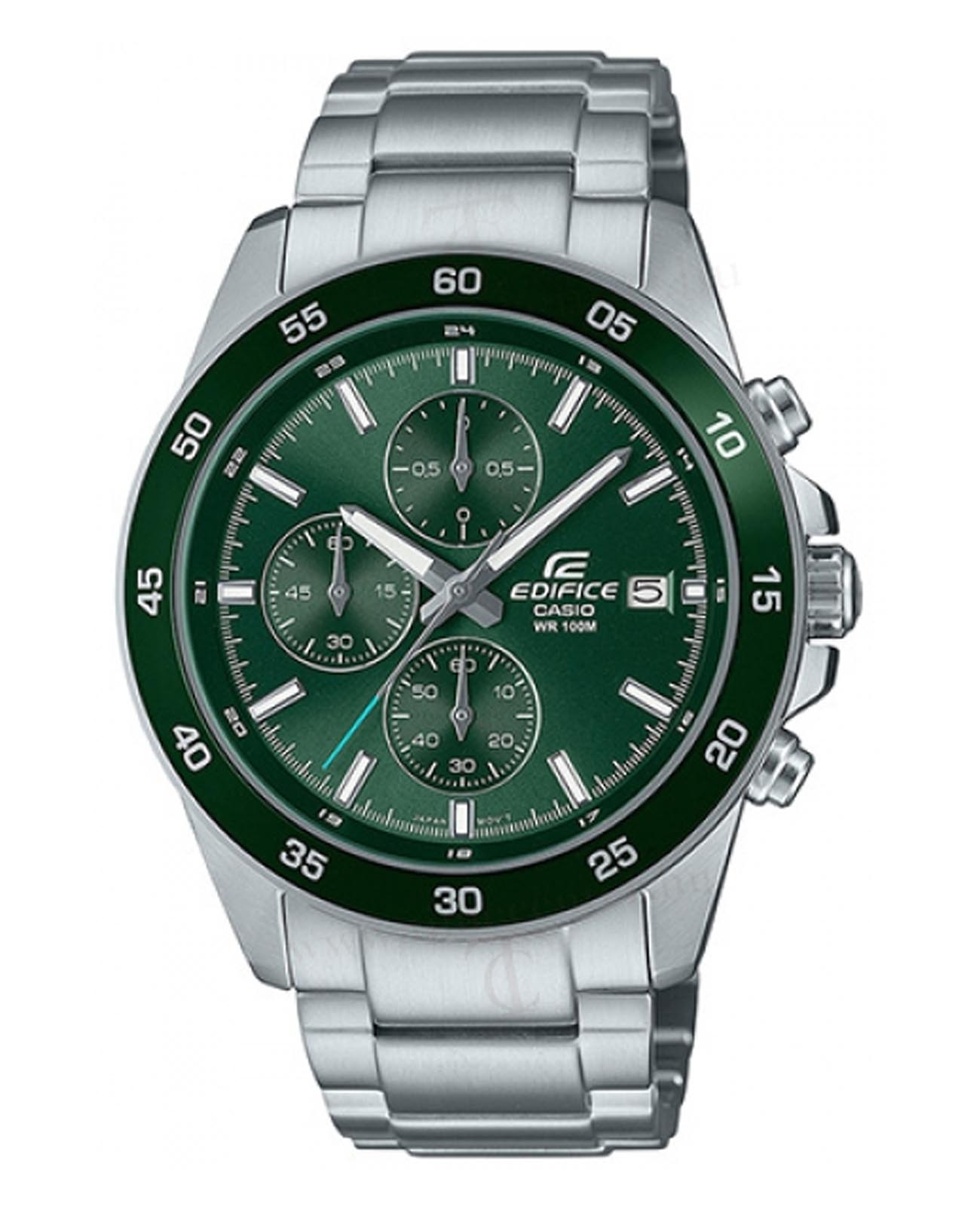 Casio Casio Edifice EFR-526D-3AVUDF (EFR-526D-3A) EFR EFR-526D-3A кварцевые мужские часы зеленый циферблат, браслет нержавеющая сталь — вид спереди