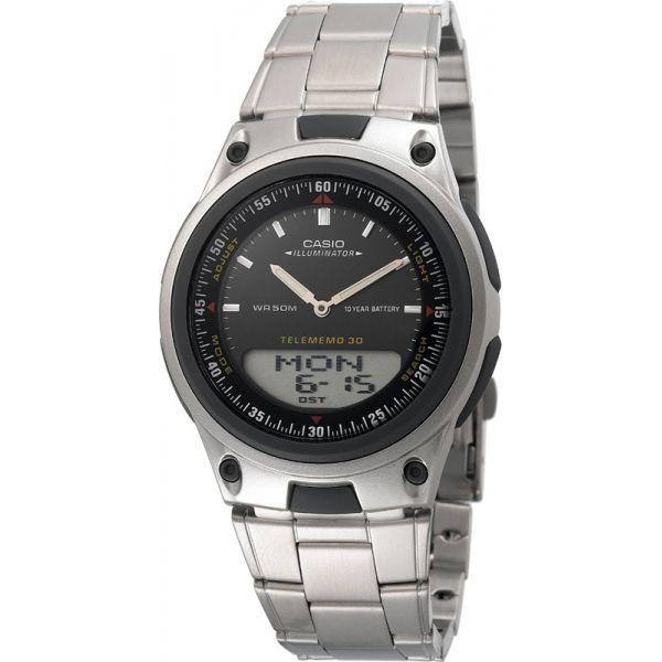 Casio Casio Collection AW-80D-1AVDF (AW-80D-1A)  AW-80D-1A автокварц (кинетик) мужские часы черный циферблат, браслет нержавеющая сталь — вид спереди