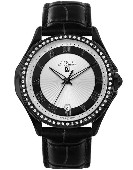 L'Duchen LDuchen D 291.71.33  D 291.71.33 кварцевые женские часы антрацитовый циферблат, браслет кожаный — вид спереди