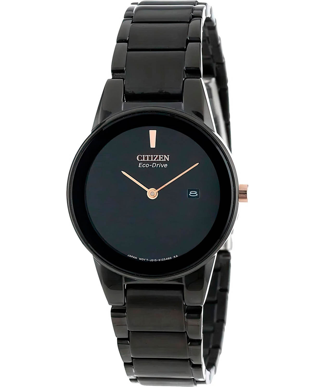 Citizen Citizen Eco-Drive GA1055-57F  GA1055-57F кварцевые женские часы черный циферблат, браслет нержавеющая сталь с pvd-покрытием — вид спереди
