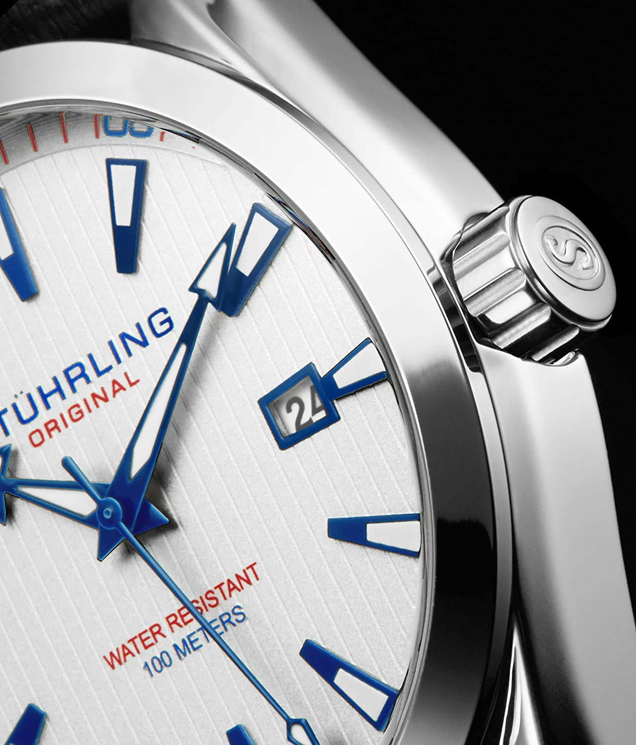 Stuhrling Stuhrling Symphony 3953L.3,  сша мужские часы на браслете кожаный боковой вид