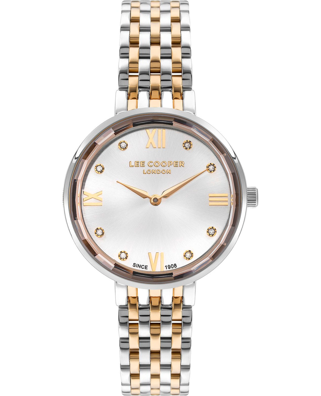 Lee Cooper Lee Cooper LC07610.230  LC07610.230 кварцевые женские часы серебристый циферблат, браслет нержавеющая сталь с pvd-покрытием — вид спереди
