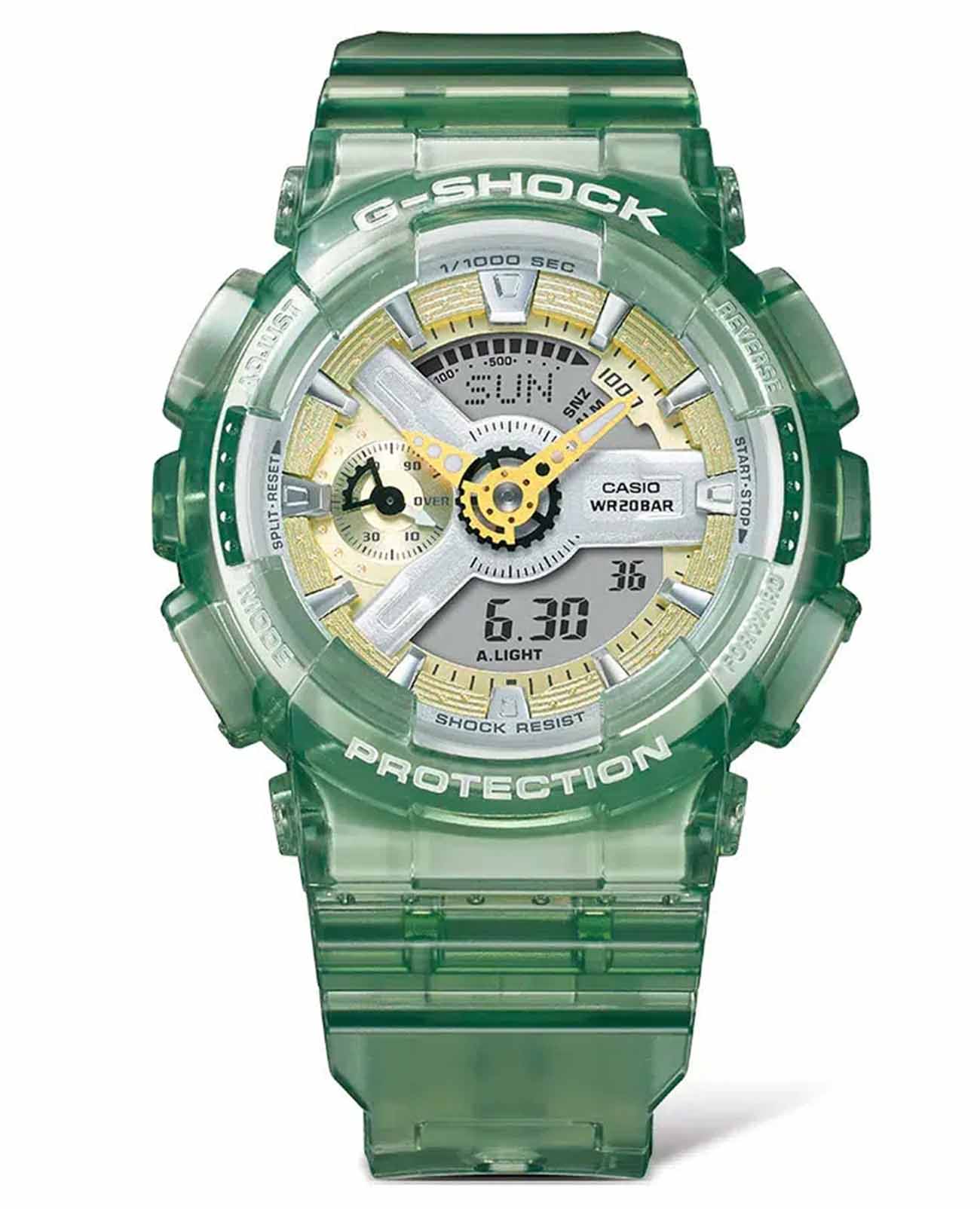 Casio Casio G-Shock GMA-S110GS-3A электронные женские часы часы крупный план  циферблата