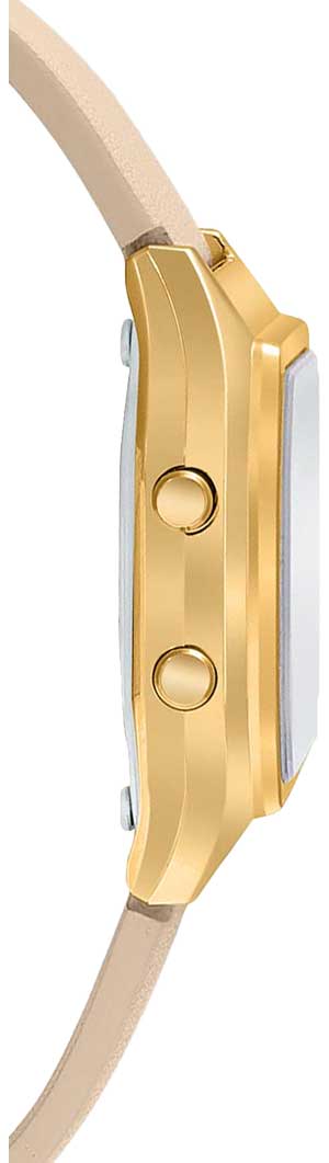 Casio Casio Vintage LA680WEGL-4EF, vintage япония женские часы на браслете кожаный боковой вид