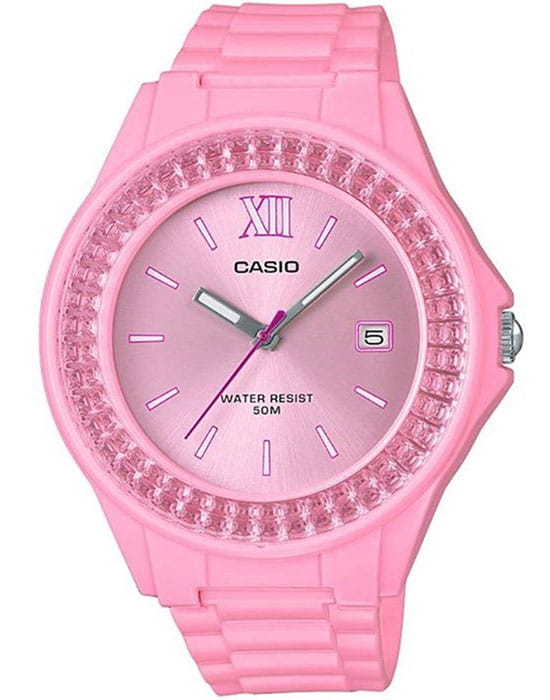 Casio Casio Collection LX-500H-4E2VEF  LX-500H-4E2VEF кварцевые женские часы розовый циферблат, браслет пластик — вид спереди