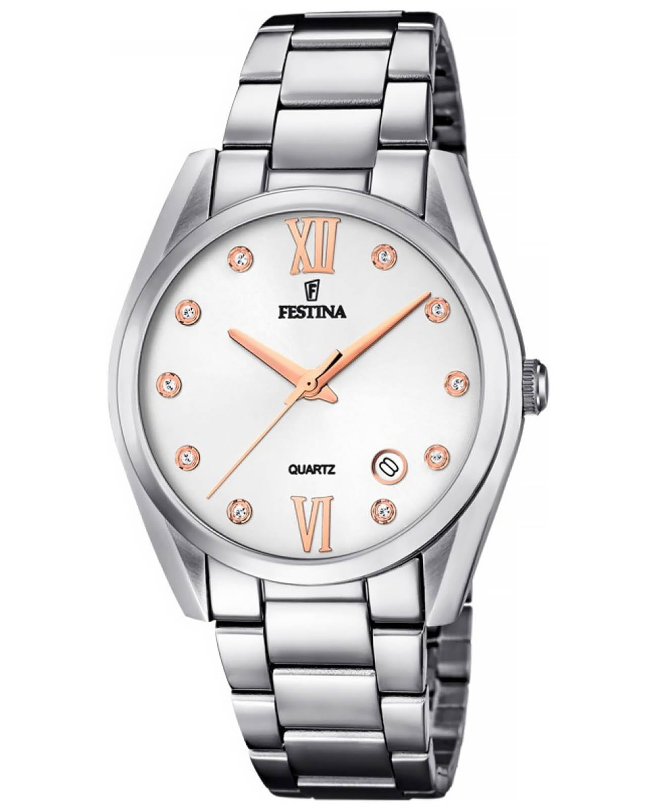 Festina Festina Boyfriend F16790/A  F16790/A кварцевые женские часы серебристый циферблат, браслет нержавеющая сталь — вид спереди