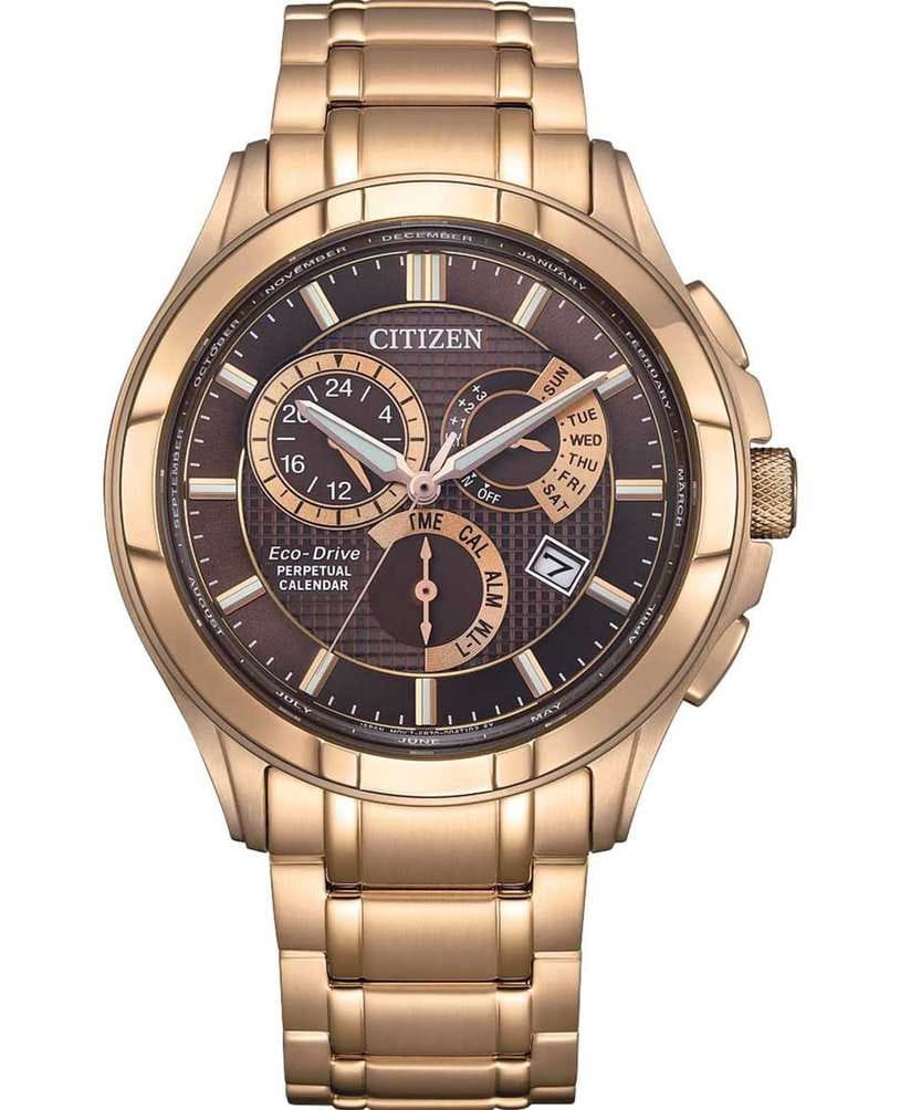 Citizen Citizen Eco-Drive BL8163-50X  BL8163-50X кварцевые мужские часы коричневый циферблат, браслет нержавеющая сталь с ip-покрытием — вид спереди