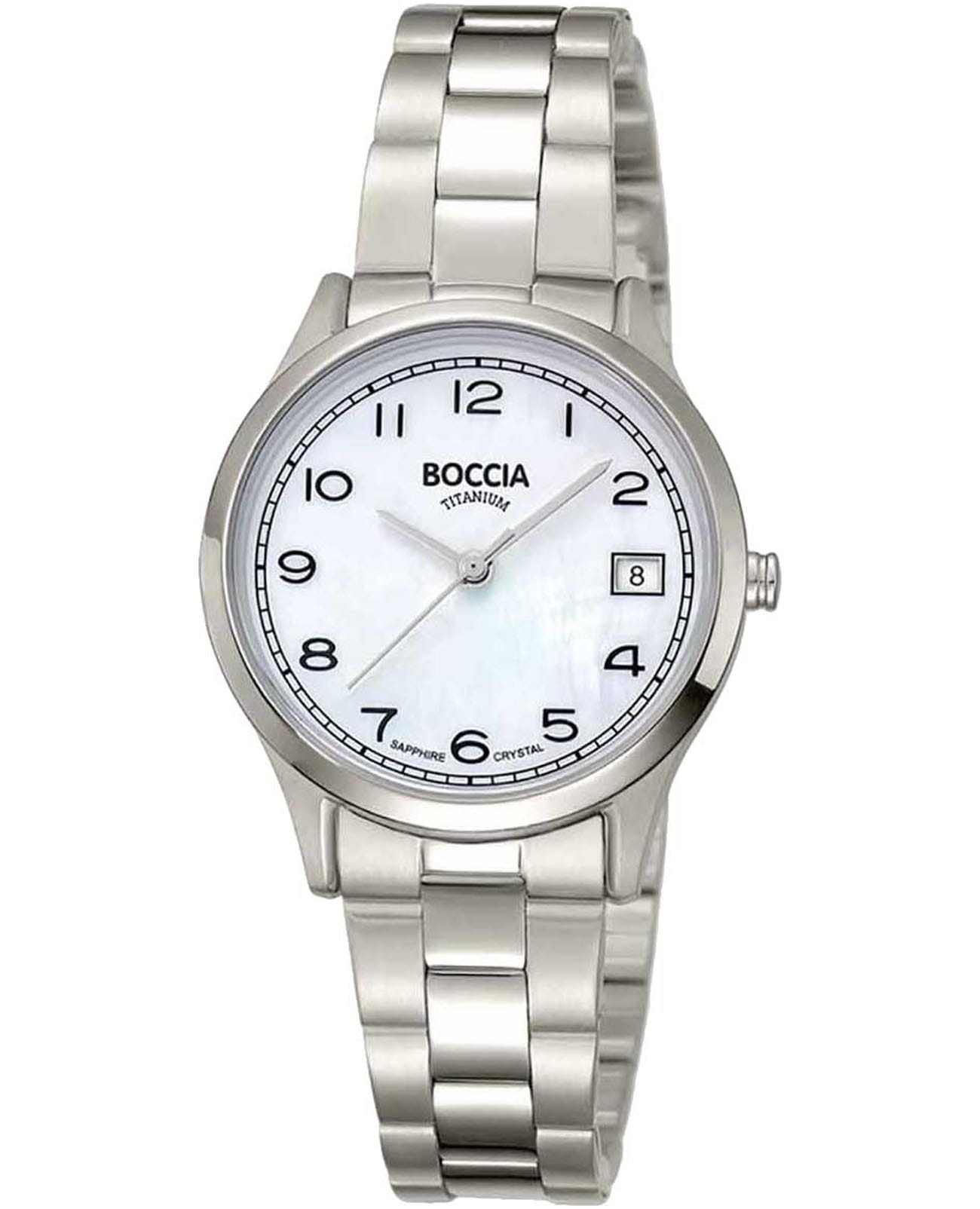 Boccia Titanium Boccia Titanium 3324-01  3324-01 кварцевые женские часы перламутровый циферблат, браслет титановый — вид спереди