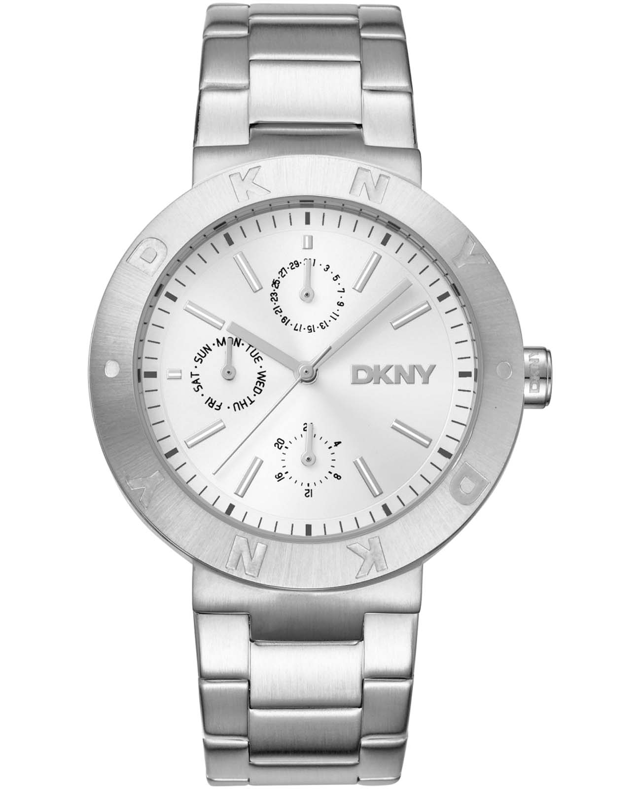 DKNY DKNY Eastside Maxi DK1L022M0015  DK1L022M0015 кварцевые женские часы серебристый циферблат, браслет нержавеющая сталь — вид спереди