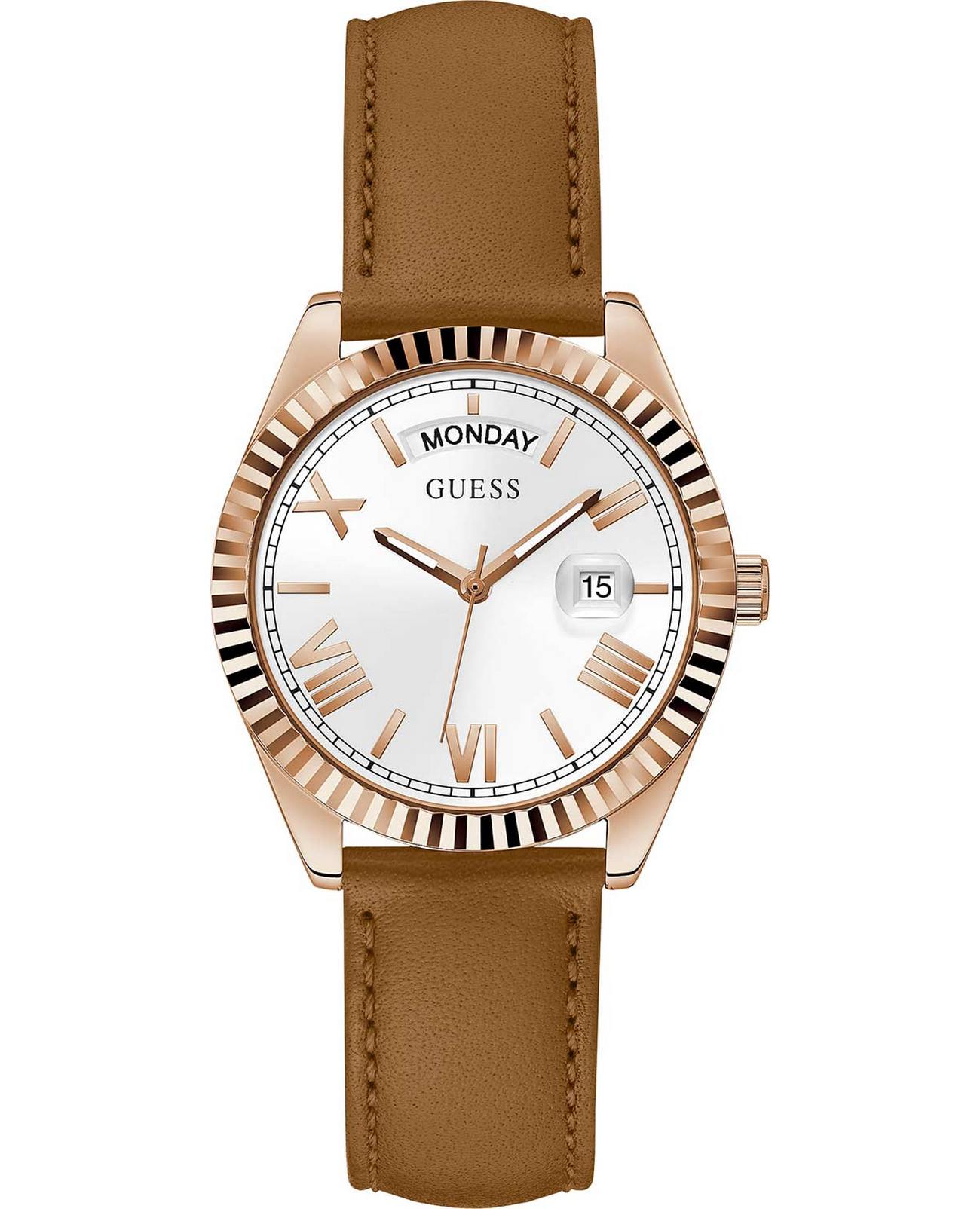 Guess Guess Dress Steel GW0357L2  GW0357L2 кварцевые женские часы белый циферблат, браслет кожаный — вид спереди