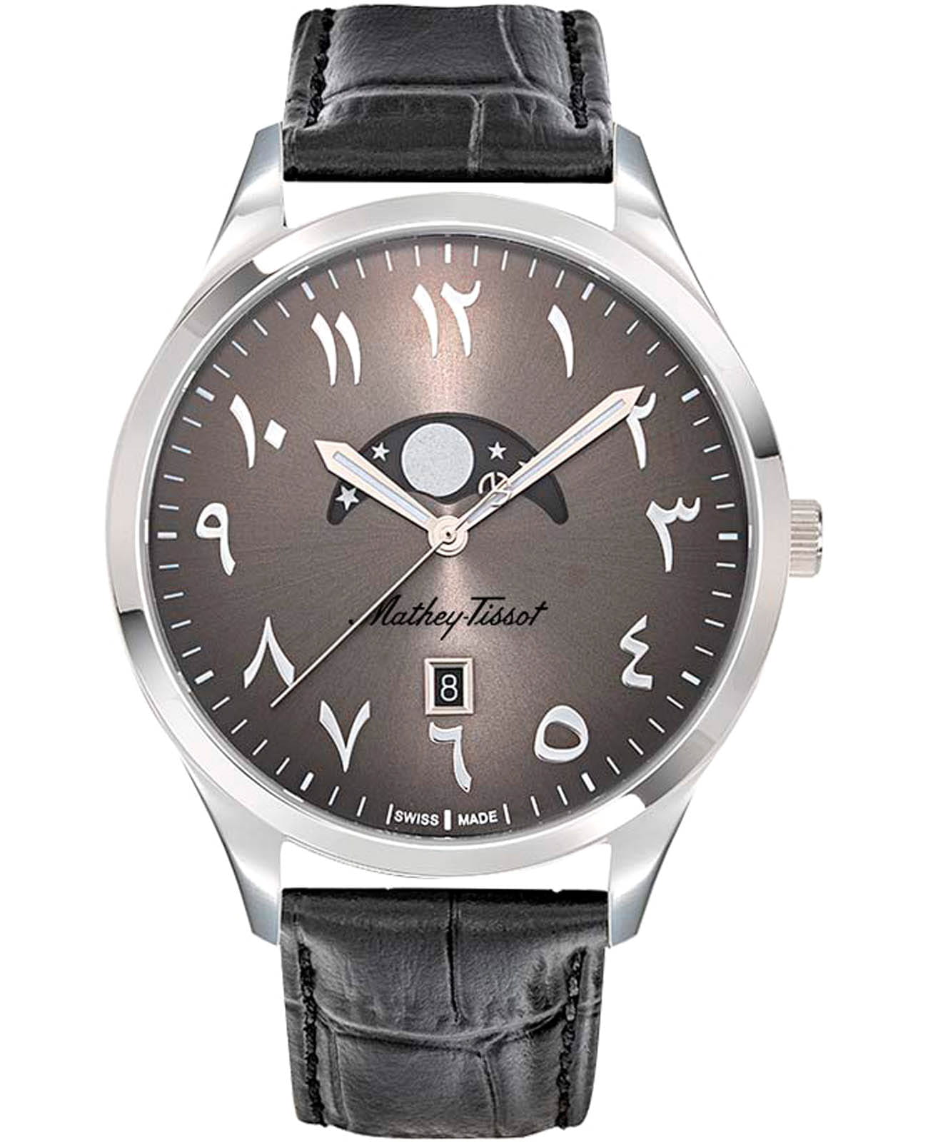 Mathey-Tissot Mathey-Tissot Urban H411ALAN  H411ALAN кварцевые мужские часы серый циферблат, браслет кожаный — вид спереди