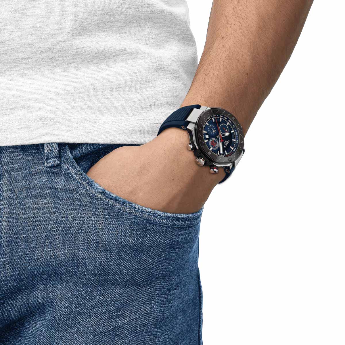 Tissot Tissot T-Race MotoGP™ Automatic Chronograph 2024 Limited Edition T141.427.27.041.00 T Race, наручные мужские часы фото под углом