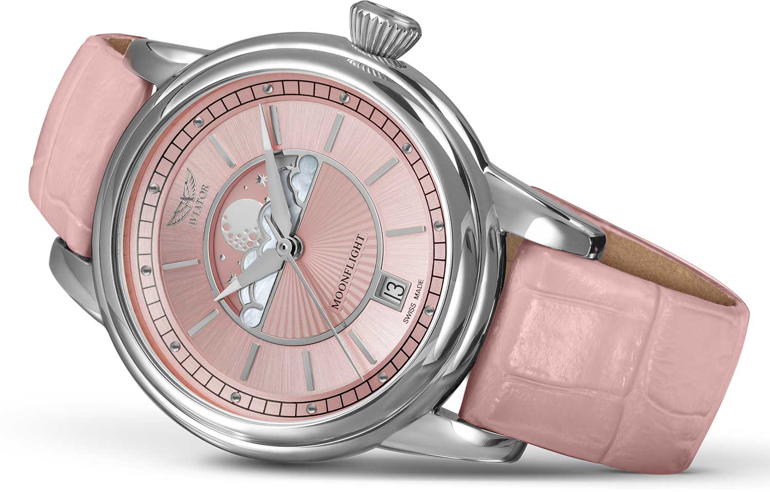 Aviator Aviator Douglas MoonFlight V.1.33.0.257.4 женские часы розовый циферблат на запястье