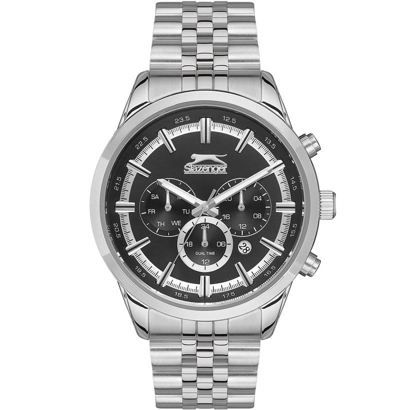 Slazenger Slazenger SL.09.2131.2.01  SL.09.2131.2.01 кварцевые мужские часы черный циферблат, браслет суперметалл — вид спереди