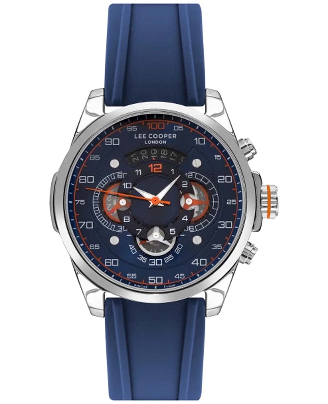 Lee Cooper Lee Cooper LC07432.399  LC07432.399 кварцевые мужские часы синий циферблат, браслет каучук — вид спереди