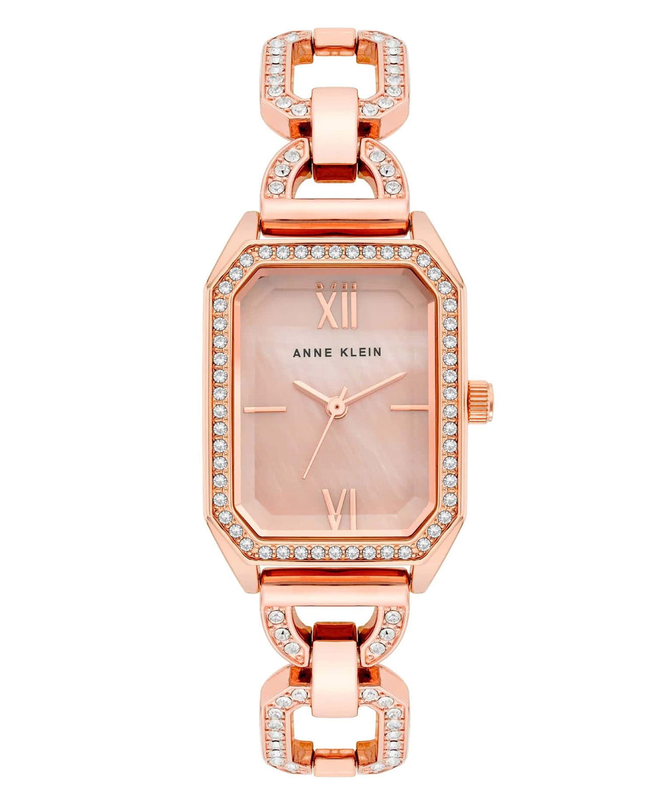 Anne Klein Anne Klein Crystals 4160PMRG  4160PMRG кварцевые женские часы розовый циферблат, браслет сталь с ip покрытием — вид спереди