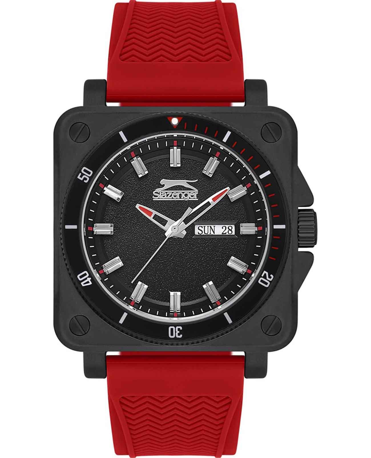 Slazenger Slazenger SL.09.2233.1.05  SL.09.2233.1.05 кварцевые мужские часы черный циферблат, браслет резина — вид спереди