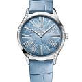 Omega Omega De Ville Mini Tresor 428.18.36.60.03.002   42818366003002 кварцевые женские часы синий циферблат, браслет кожаный — вид спереди