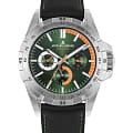 Jacques Lemans Jacques Lemans 42-11D  42-11D кварцевые мужские часы зеленый циферблат, браслет кожаный — вид спереди