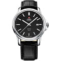 Swiss Military by Chrono Swiss Military by Chrono SM34039.06  SM34039.06 кварцевые мужские часы черный циферблат, браслет кожаный — вид спереди