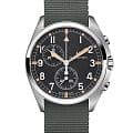 Hamilton Hamilton Khaki Aviation Pilot Pioneer Chrono Quartz H76522931  H76522931 кварцевые мужские часы зеленый циферблат, браслет тканевый — вид спереди