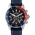 Jacques Lemans Jacques Lemans Liverpool Diver 1-2206D  1-2206D кварцевые мужские часы черный циферблат, браслет кожа + силикон — вид спереди