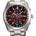 Orient Orient Chronograph WV0031TY  WV0031TY кварцевые мужские часы красный циферблат, браслет нержавеющая сталь — вид спереди