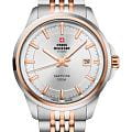 Swiss Military by Chrono Swiss Military Classic SM34104.07  SM34104.07 кварцевые мужские часы серебристый циферблат, браслет нержавеющая сталь с pvd-покрытием — вид спереди