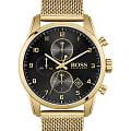 Hugo Boss Hugo Boss Skymaster HB1513838  HB1513838  кварцевые мужские часы черный циферблат, браслет нержавеющая сталь с ip-покрытием — вид спереди
